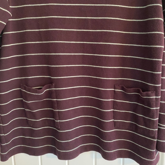 J.Jill V-Neck Long Sleeve Striped Top w/ Front Pockets Size Large PTP 22" - Picture 4 of 7